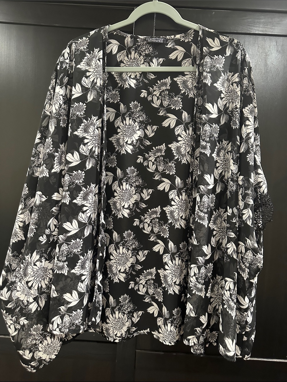 Papermoon Black and White Floral Sheer Kimono